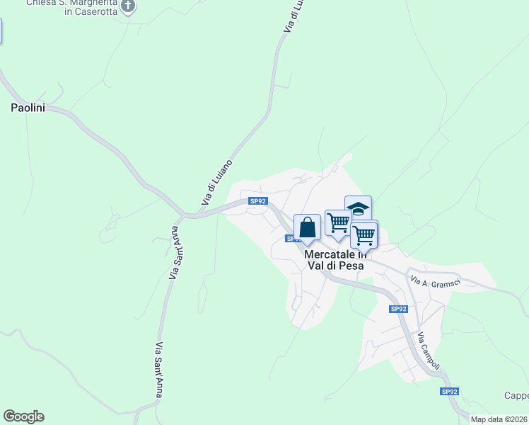 map of restaurants, bars, coffee shops, grocery stores, and more near 12A Via della Vite in Mercatale In Val di Pesa