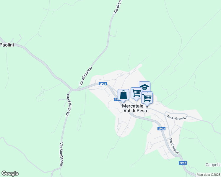 map of restaurants, bars, coffee shops, grocery stores, and more near 12A Via della Vite in Mercatale In Val di Pesa