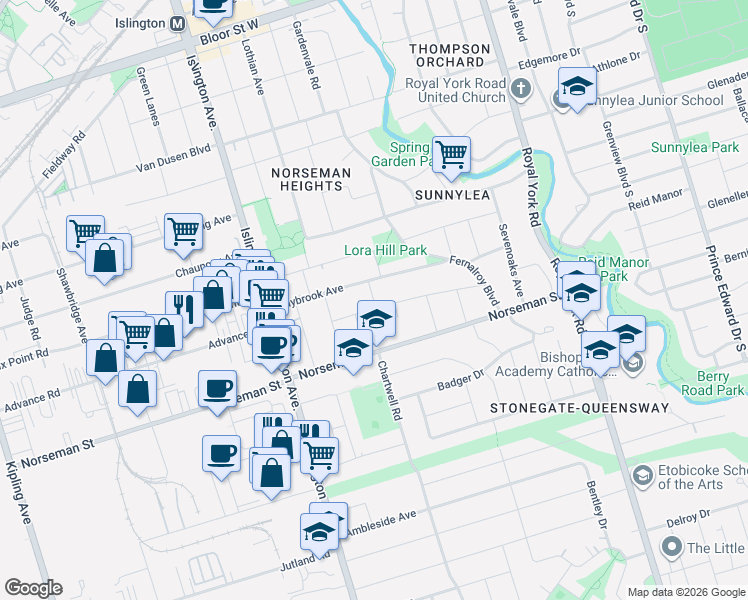 map of restaurants, bars, coffee shops, grocery stores, and more near 3 Kellogg Street in Toronto