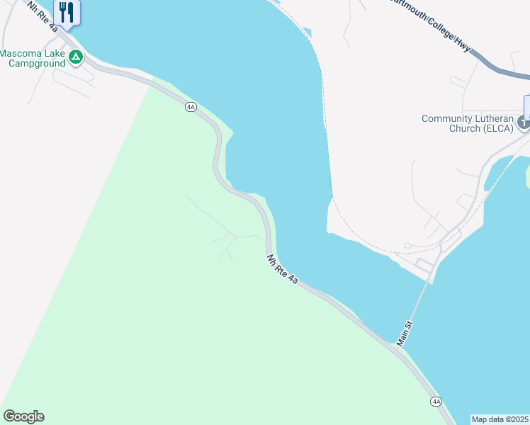 map of restaurants, bars, coffee shops, grocery stores, and more near 125 New Hampshire 4A in Lebanon