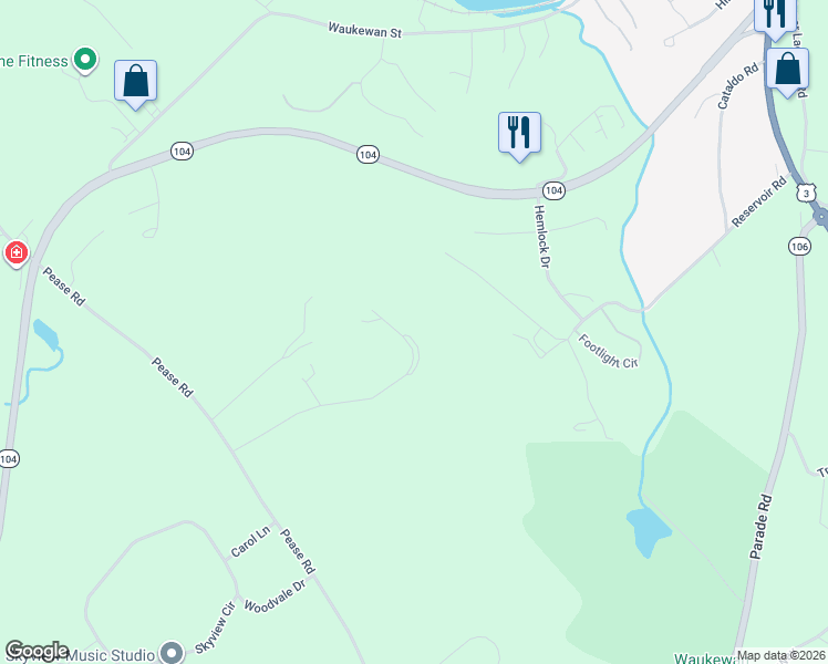 map of restaurants, bars, coffee shops, grocery stores, and more near 38 Clover Ridge Road in Meredith