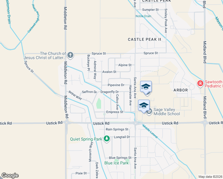 map of restaurants, bars, coffee shops, grocery stores, and more near 10690 Pipevine Drive in Nampa