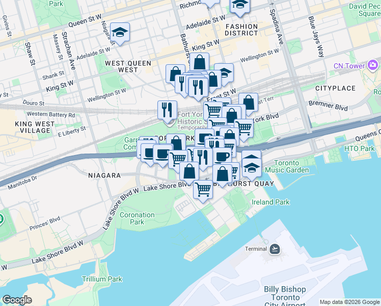 map of restaurants, bars, coffee shops, grocery stores, and more near 455 Rosewell Avenue in Toronto