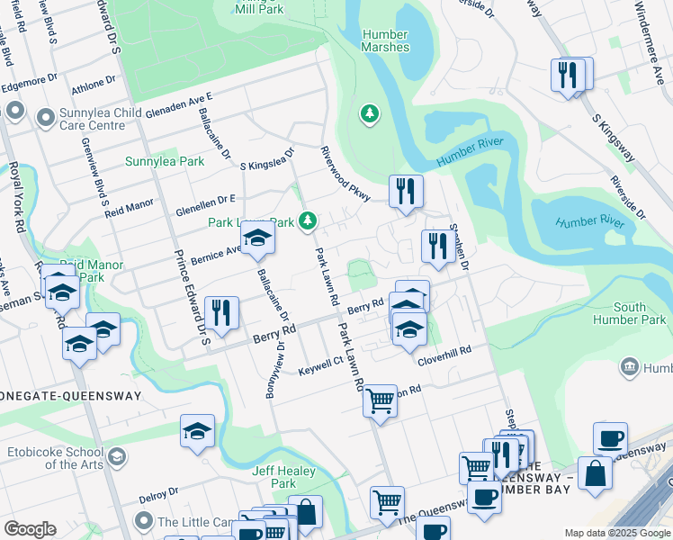 map of restaurants, bars, coffee shops, grocery stores, and more near in Toronto