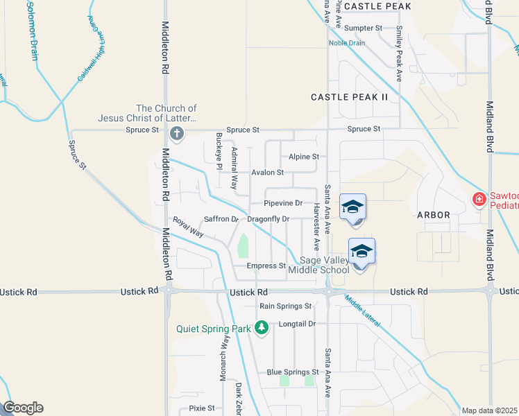 map of restaurants, bars, coffee shops, grocery stores, and more near 10713 Pipevine Drive in Nampa