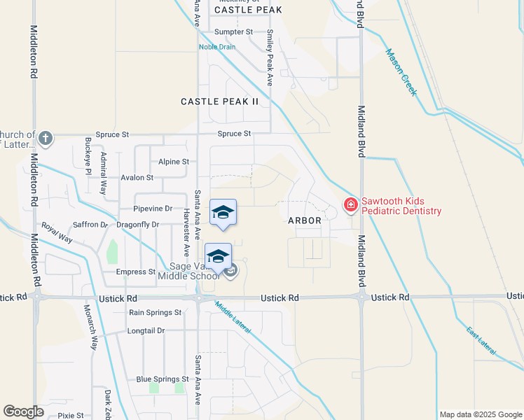 map of restaurants, bars, coffee shops, grocery stores, and more near Dragonfly Drive in Nampa