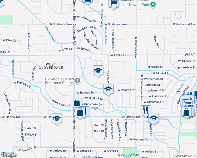 map of restaurants, bars, coffee shops, grocery stores, and more near 11851 Musket Drive in Boise