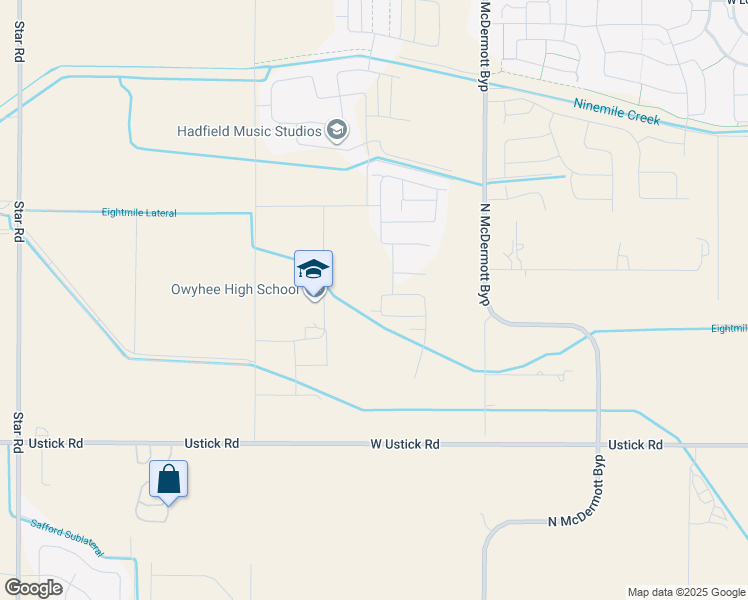map of restaurants, bars, coffee shops, grocery stores, and more near 3235 North McDermott Road in Meridian