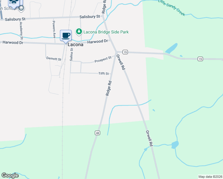 map of restaurants, bars, coffee shops, grocery stores, and more near 2148 County Route 48 in Lacona