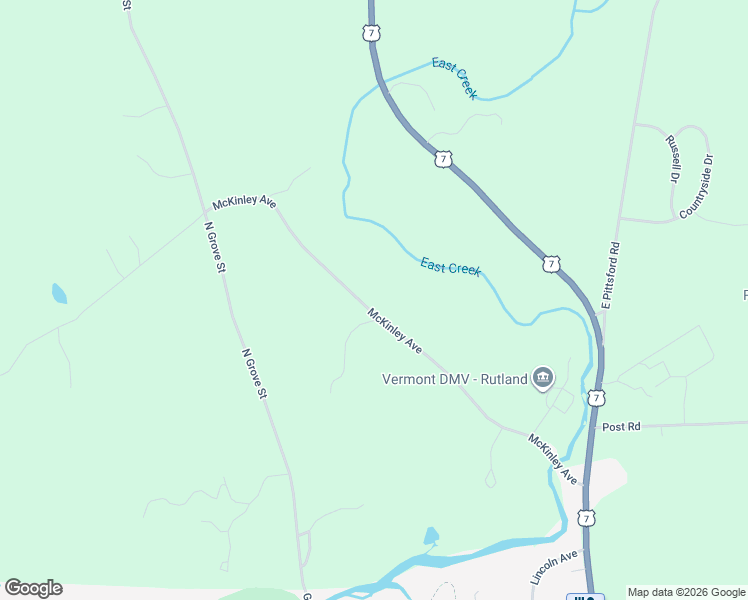 map of restaurants, bars, coffee shops, grocery stores, and more near 610 McKinley Avenue in Rutland