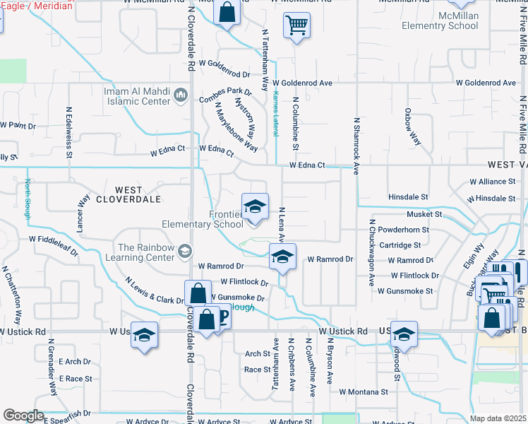 map of restaurants, bars, coffee shops, grocery stores, and more near 11851 Musket Drive in Boise