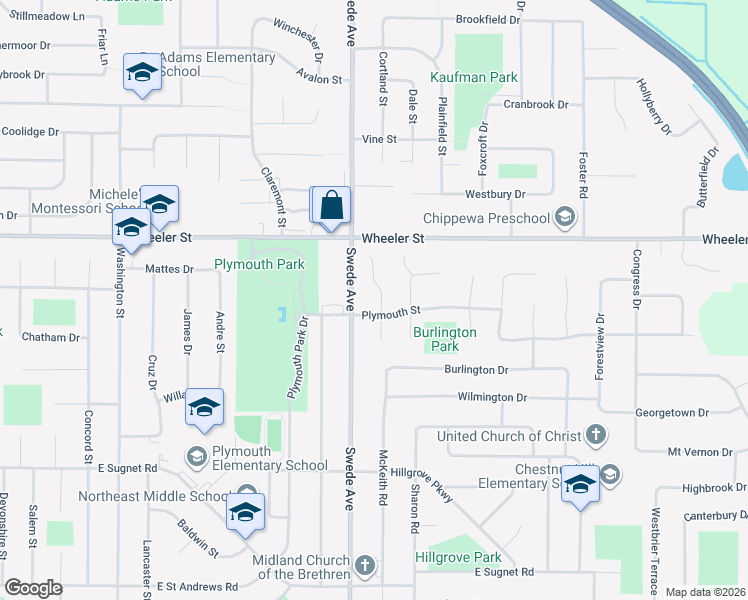 map of restaurants, bars, coffee shops, grocery stores, and more near 4604 Autumn Ridge Circle North in Midland