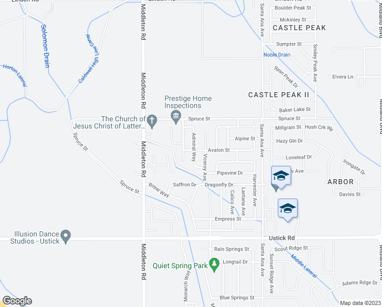 map of restaurants, bars, coffee shops, grocery stores, and more near 18359 Admiral Way in Nampa