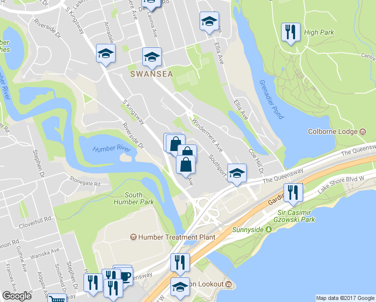 map of restaurants, bars, coffee shops, grocery stores, and more near 35 Ormskirk Avenue in Toronto