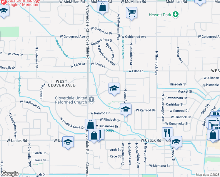 map of restaurants, bars, coffee shops, grocery stores, and more near 3863 Brookings Place in Boise