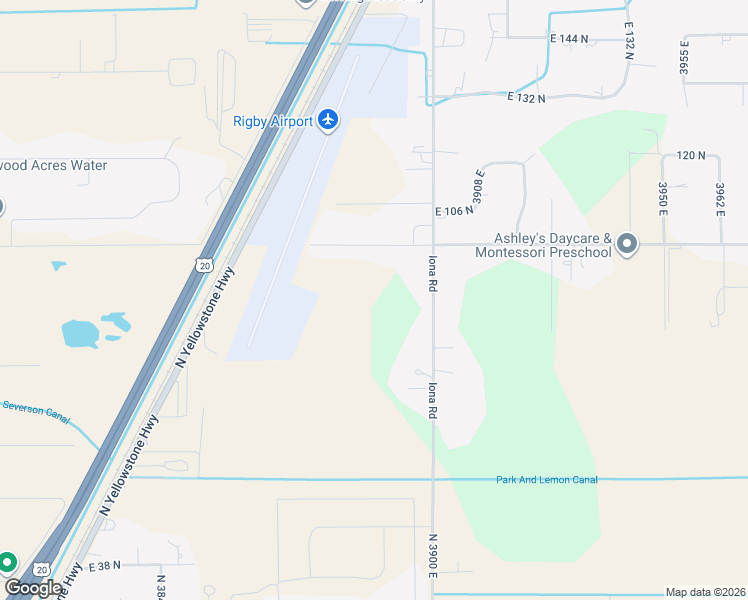 map of restaurants, bars, coffee shops, grocery stores, and more near 89 North 3900 East in Rigby