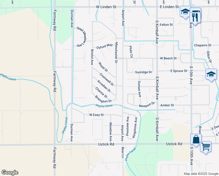 map of restaurants, bars, coffee shops, grocery stores, and more near 618 Edmund Street in Caldwell