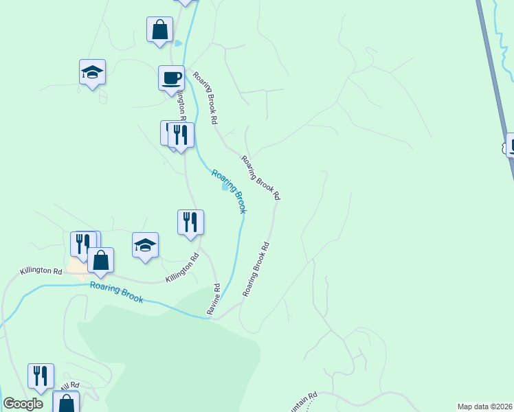 map of restaurants, bars, coffee shops, grocery stores, and more near 428 Roaring Brook Road in Killington