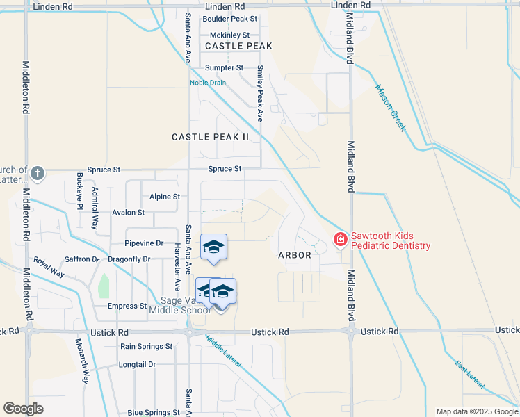 map of restaurants, bars, coffee shops, grocery stores, and more near 18178 Santa Ana Avenue in Nampa