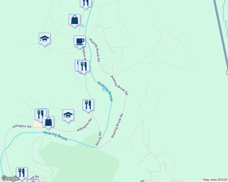map of restaurants, bars, coffee shops, grocery stores, and more near 428 Roaring Brook Road in Killington