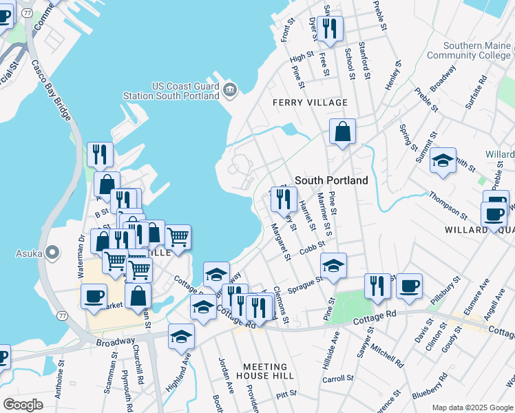 map of restaurants, bars, coffee shops, grocery stores, and more near 71 3rd Street in Portland
