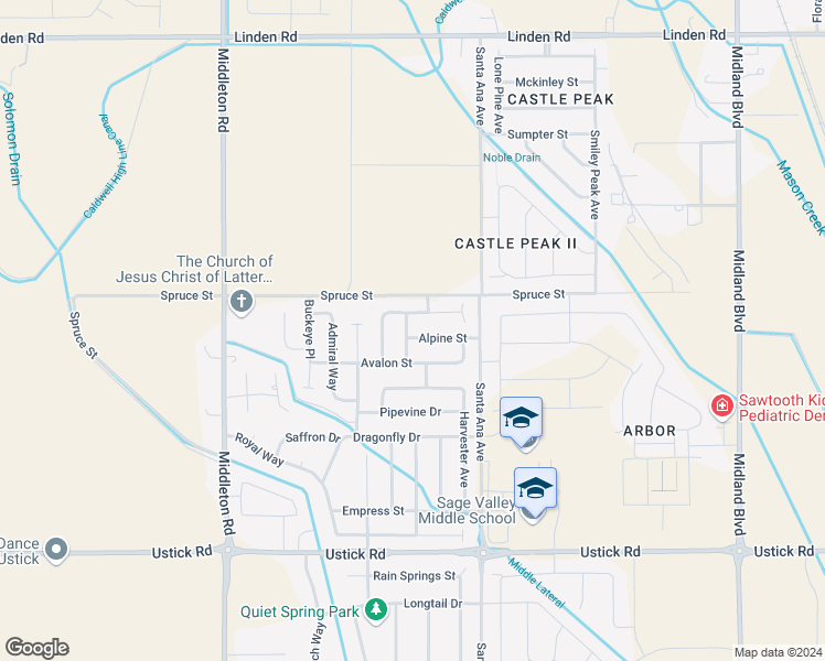map of restaurants, bars, coffee shops, grocery stores, and more near 10640 Alpine Street in Nampa