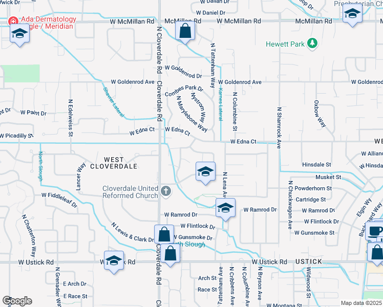 map of restaurants, bars, coffee shops, grocery stores, and more near 11907 West Edna Street in Boise