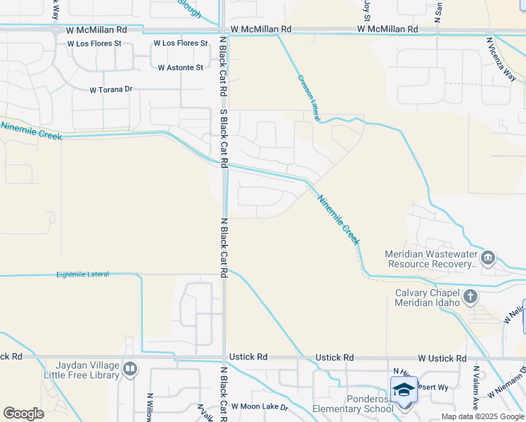 map of restaurants, bars, coffee shops, grocery stores, and more near 4020 North Black Cat Road in Meridian