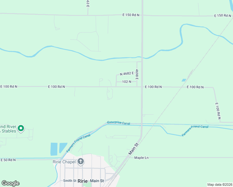 map of restaurants, bars, coffee shops, grocery stores, and more near 4680 East 100 Road North in Rigby