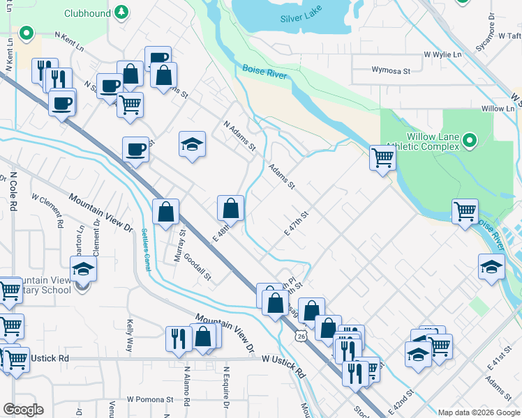 map of restaurants, bars, coffee shops, grocery stores, and more near 304 East 48th Street in Garden City