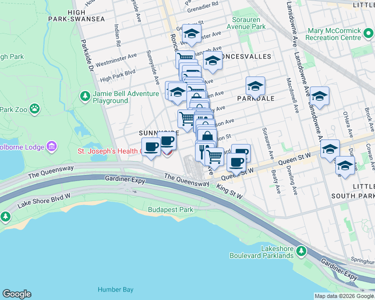 map of restaurants, bars, coffee shops, grocery stores, and more near 177 Marion Street in Toronto
