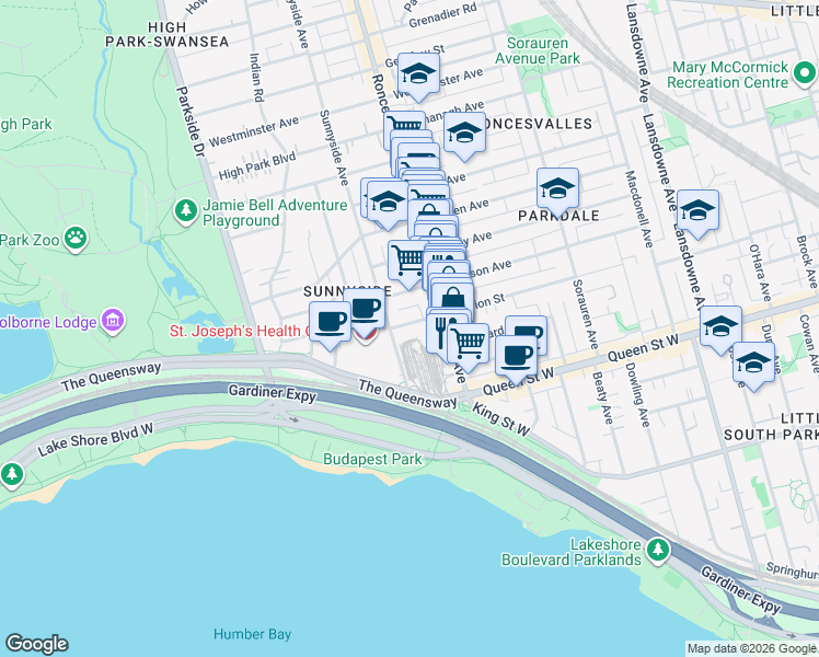 map of restaurants, bars, coffee shops, grocery stores, and more near 177 Marion Street in Toronto