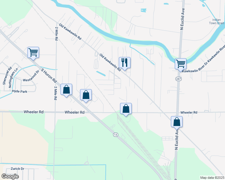 map of restaurants, bars, coffee shops, grocery stores, and more near 3237 Bishop Court in Bay City