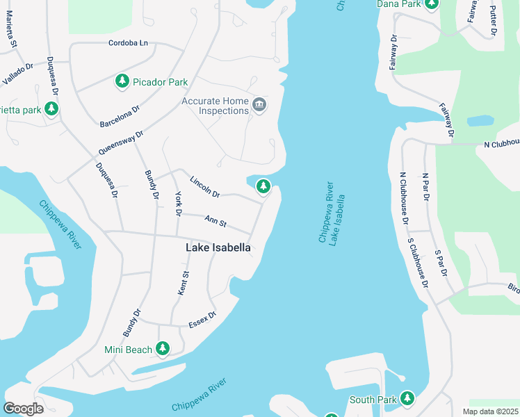 map of restaurants, bars, coffee shops, grocery stores, and more near 12-42 Duquesa Drive in Lake Isabella