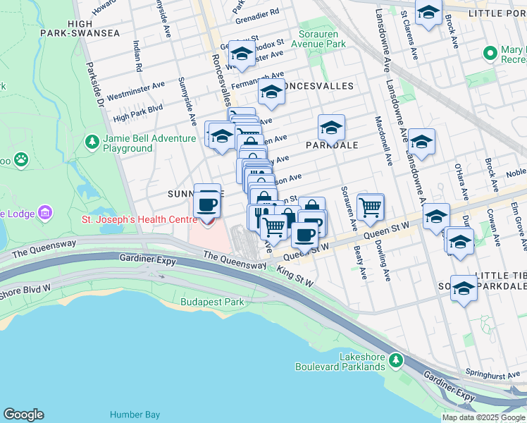 map of restaurants, bars, coffee shops, grocery stores, and more near 149 Marion Street in Toronto