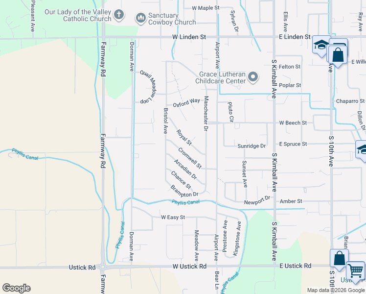map of restaurants, bars, coffee shops, grocery stores, and more near 802 Cromwell St in Caldwell