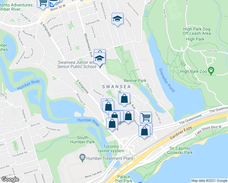 map of restaurants, bars, coffee shops, grocery stores, and more near in Toronto