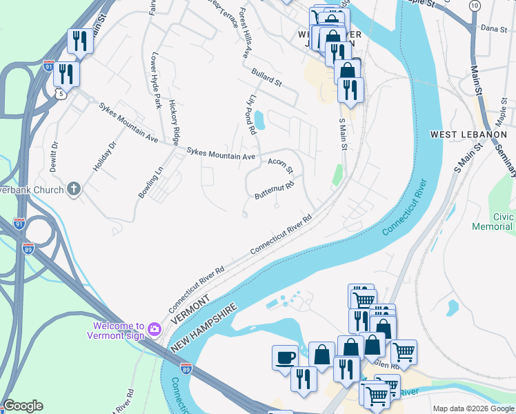 map of restaurants, bars, coffee shops, grocery stores, and more near 171 Butternut Road in Hartford