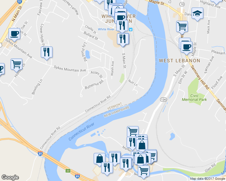 map of restaurants, bars, coffee shops, grocery stores, and more near 533 South Main Street in Hartford