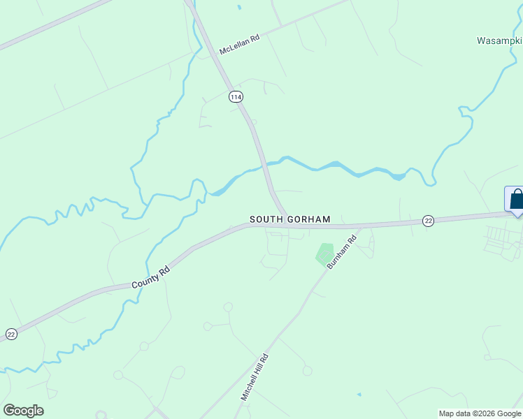 map of restaurants, bars, coffee shops, grocery stores, and more near 83 County Rd in Gorham