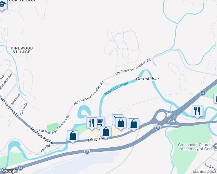 map of restaurants, bars, coffee shops, grocery stores, and more near 4 Black Bear Court in Lebanon
