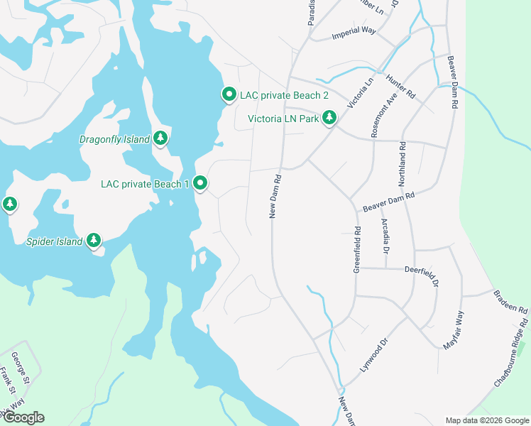 map of restaurants, bars, coffee shops, grocery stores, and more near 570 New Dam Road in Lake Arrowhead