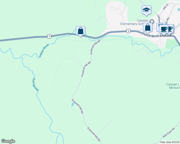 map of restaurants, bars, coffee shops, grocery stores, and more near 59 Gristmill Hill Road in Canaan