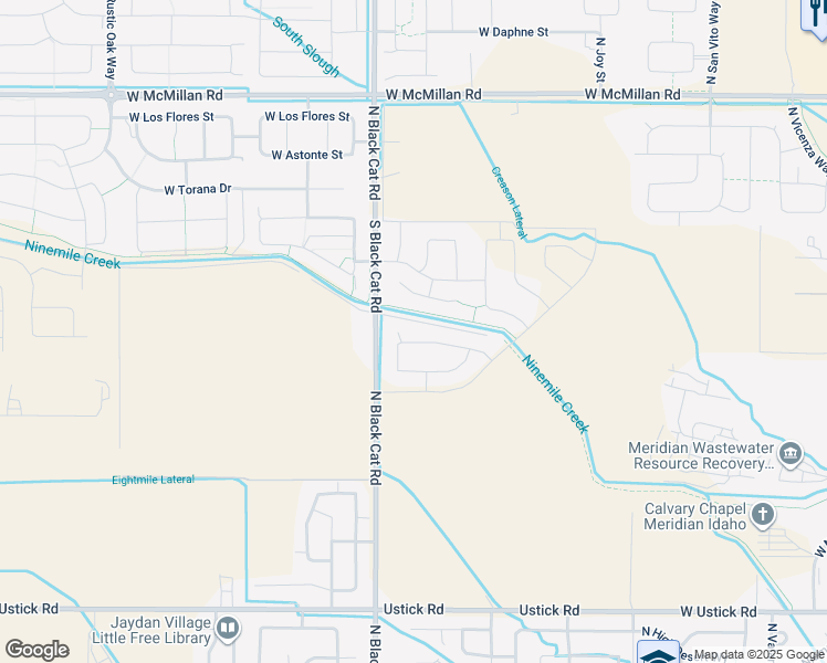map of restaurants, bars, coffee shops, grocery stores, and more near 4020 North Black Cat Road in Meridian