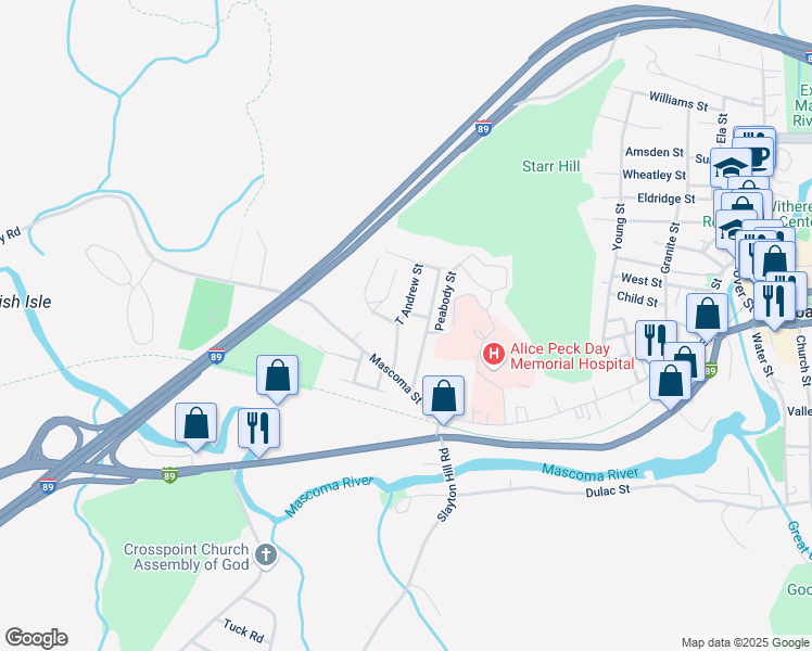 map of restaurants, bars, coffee shops, grocery stores, and more near 17 Michael Street in Lebanon