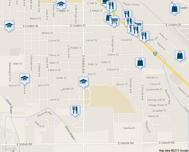 map of restaurants, bars, coffee shops, grocery stores, and more near 2210 Ison Court in Caldwell