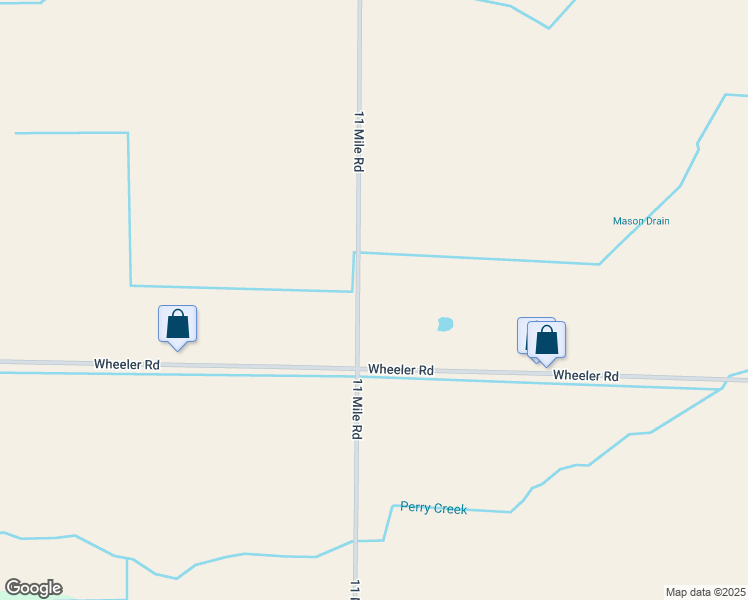 map of restaurants, bars, coffee shops, grocery stores, and more near 3433 11 Mile Road in Auburn