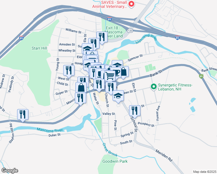 map of restaurants, bars, coffee shops, grocery stores, and more near in Lebanon
