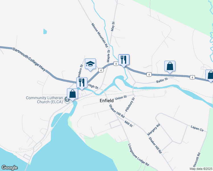 map of restaurants, bars, coffee shops, grocery stores, and more near 5 Riverside Drive in Enfield