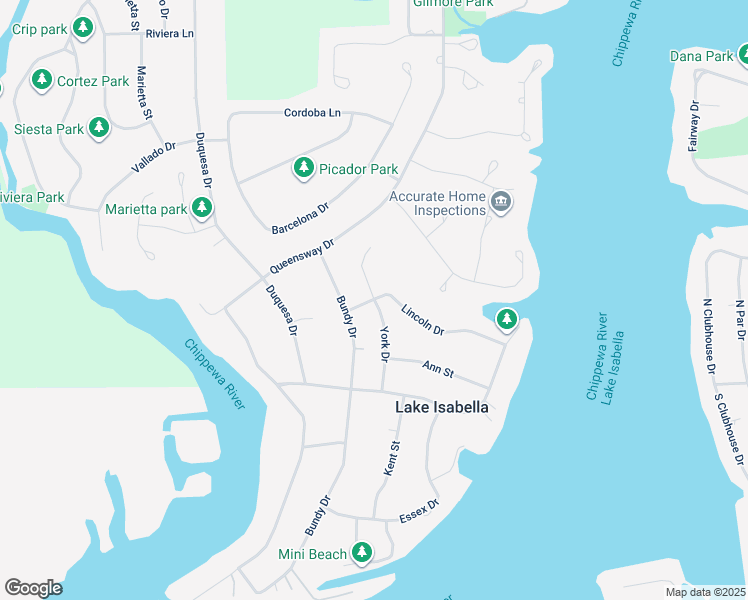 map of restaurants, bars, coffee shops, grocery stores, and more near 234 York Drive in Lake Isabella